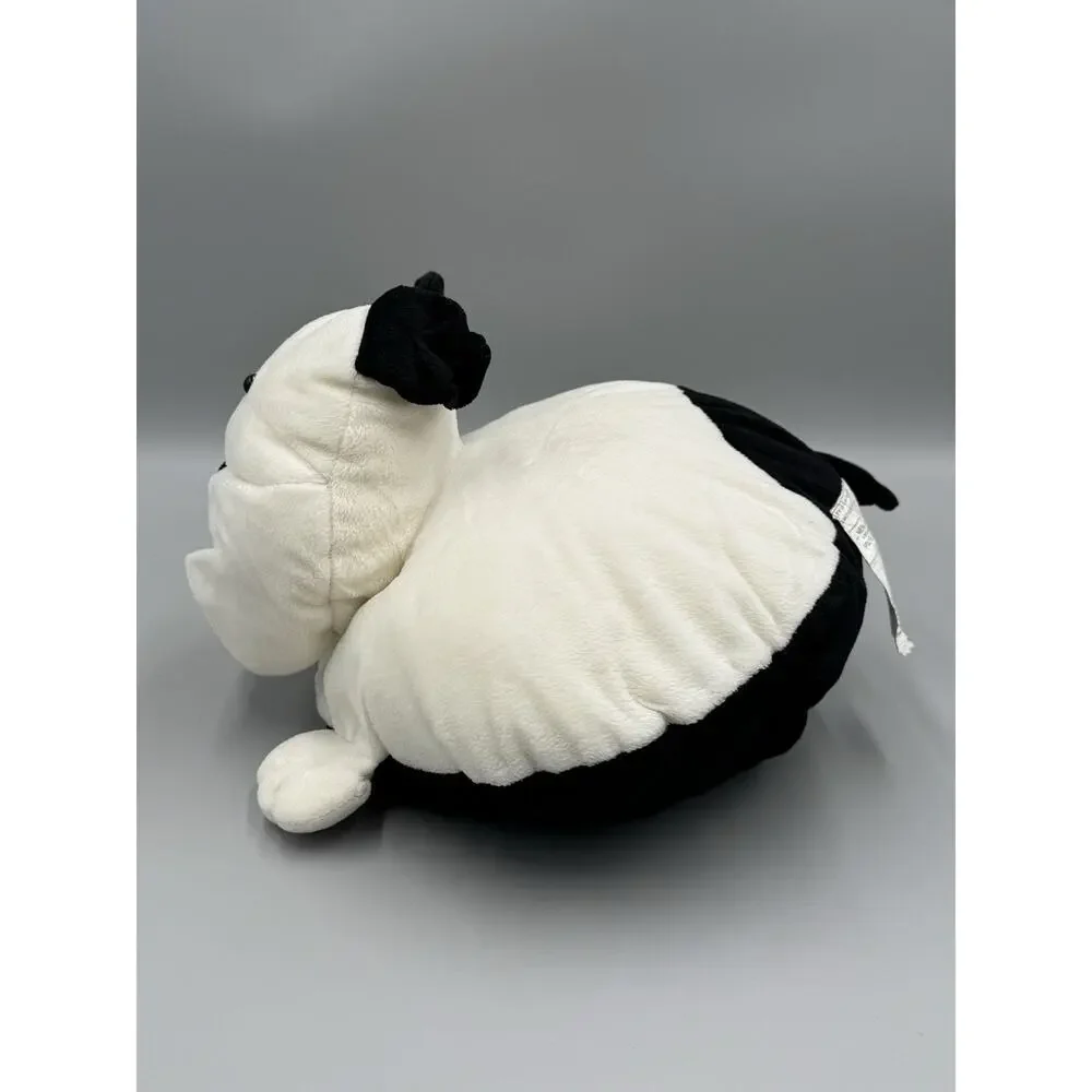 Pocket Pillow Bulldog Black And Ivory Dog Plush With Storage Pocket 12”